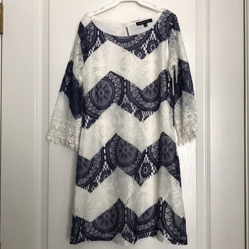 Girls white and blue lace dress